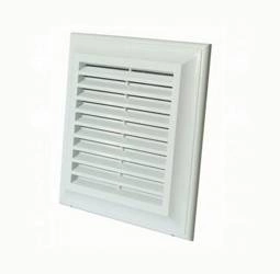 VENTIKA Kratka wentylacyjna 180X180 mm z siatką i kołnierzem prostokatnym 138x138mm biała EL180A