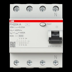 ABB Wyłącznik różnicowo-prądowy FH204-A-25/0,03; 4-polowy; typ A; I=25A; In= 30mA