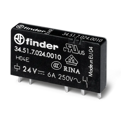 FINDER Przekaźnik elektromagnetyczny wąski do gniazd i obwodów drukowanych 1P 6A 24V DC; 34.51.7.024.0010