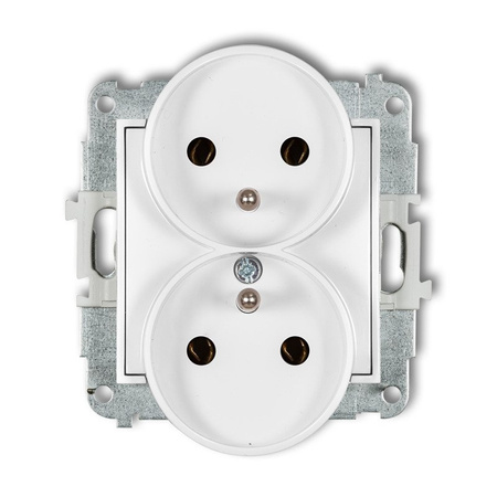 MINI Mechanizm gniazda podwójnego do ramki z uziemienim 2x2P+Z biały  MGPR-2z