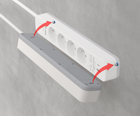 KERG listwa przeciwprzepięciowa 4-gniazdowa + szybka ładowarka USB-A+USB-C 3m 3×1,5mm² H05VV-F 16A/250V